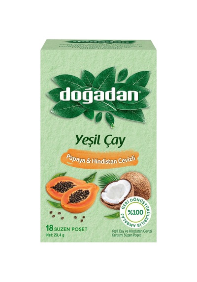 Doğadan Yeşil Çay Papaya & Hindistan Cevizli 18'li 23,4 G - 8 Adet Tarı