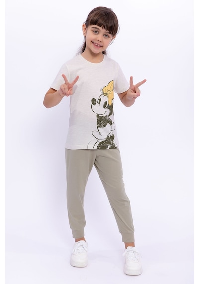 Minnie Mouse Lisanslı Kremmelanj Kız Çocuk Pijama Takımı 5274-28961 Bej Melanj
