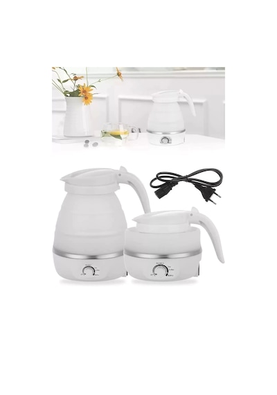Katlanabilir Kamp Piknik Su Isıtıcı Taşınabilir Mini Kettle Silikonlu Elektrikli Su Isıtıcısı