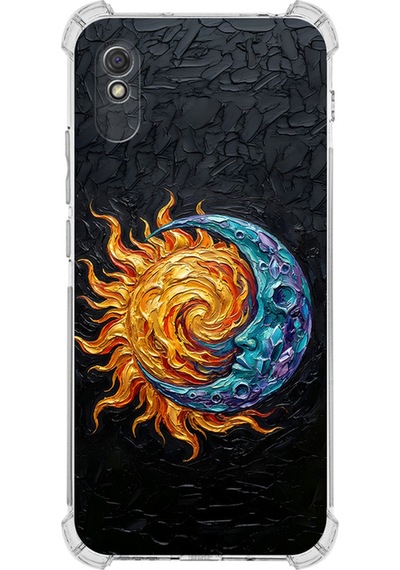 Redmi 9 İle Uyumlu Köşe Korumalı Kılıf Metamorfoz Kozmik Dans Tasarımlı Uv Baskılı Şeffaf