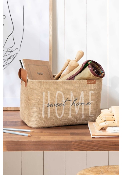 Ocean Home Textile Home Sweet Home Jüt Sepet 30 x 21 x 18 cm