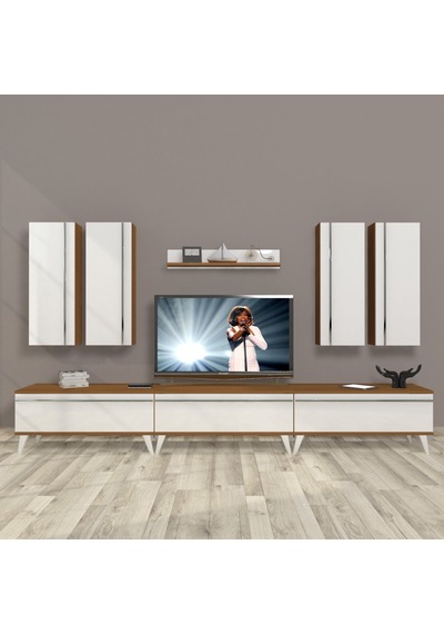 Decoraktiv Eko 8d Mdf Retro Tv Ünitesi Tv Sehpası Ceviz - Beyaz