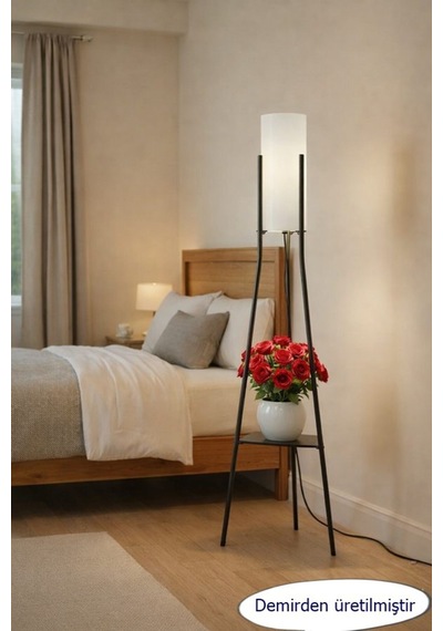 Luz Siyah Raflı Lambader 4011 Metal