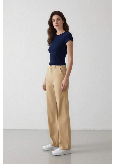 DeFacto Coool Straight Fit Gabardin Pantolon Yüksek Bel E4346AX25SPBG638