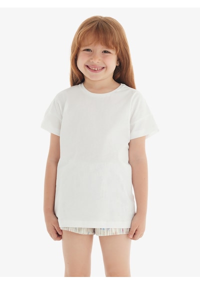 Blackspade Kız Çocuk T-shirt 60571 - Beyaz Beyaz
