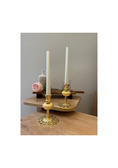 Lady 2'li Gold Rengi Şamdan & Mumluk Seti Gold - 807857530 Gold
