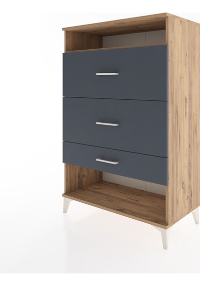 Hyperion Dolap Tek Raflı 3 Çekmeceli 88x44x134 Çam-antrasit Atlas Çam