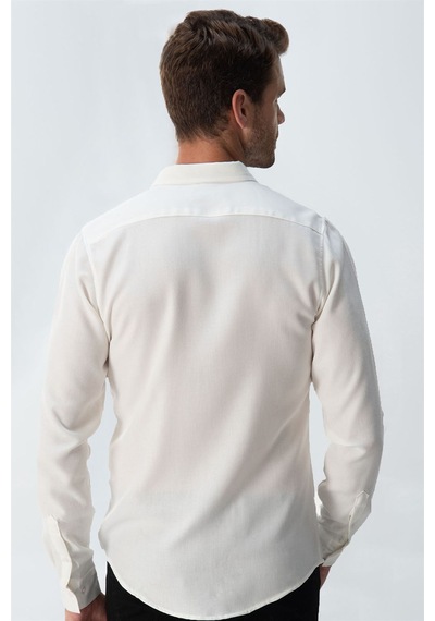 Tudors Slim Fit Kışlık Yün Viskon Düz Gömlek-25543 Beyaz Tudors Slim Fit Kışlık Yün Viskon Düz Gömlek-25543 Beyaz