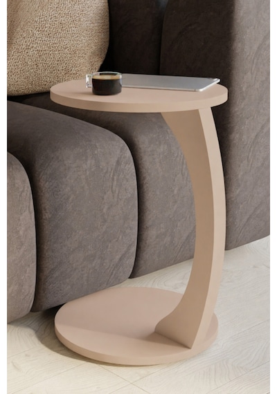 Tekerlekli C Tasarım Cappuccino Yan Sehpa Modern Hareketli Orta Sehpa Salon Ve Oturma Odası Masası Cappuccino