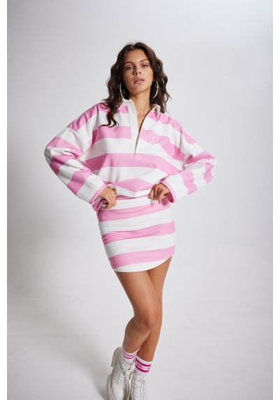 Holly Lolly Şardonlu 3 İplik Kumaş Logolu Fortune Sweatshirt Pembe