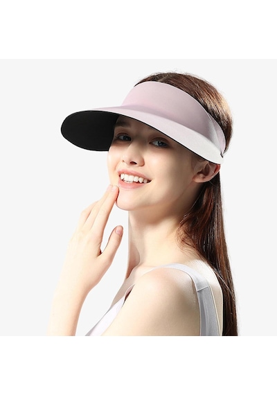 Valkyrie Kadın Bej Vizör Şapka Upf50+ Uv Korumalı Ayarlanabilir Yazlık Geniş Siperlikli Güneşlik Pembe
