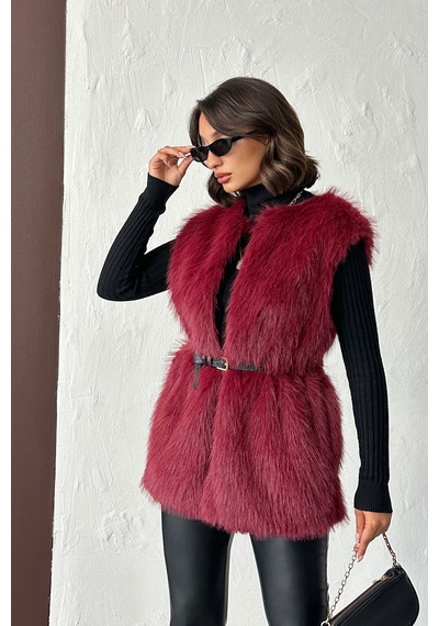 Verymoda Tüylü Yelek Vmf1567 Bordo