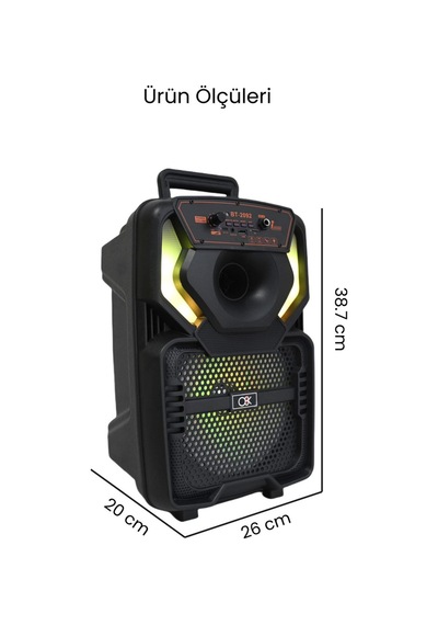 Double 8 Rgb Karaoke Hoparlör Bluetooth Usb Tf Fm Kumandalı Mikrofonlu