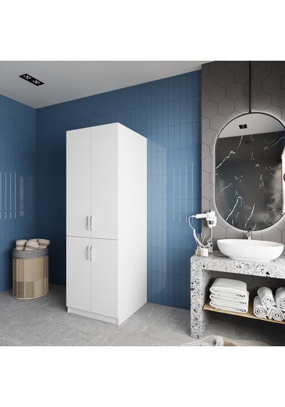 Venedik Çamaşır Ve Kurutma Makinesi Dolabı Banyo Dolabı Beyaz Beyaz