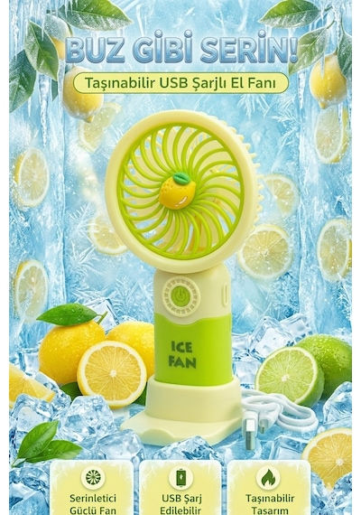 Fit Yeşil Mini Taşınabilir Sessiz El Fanı 3 Hız Ayarlı Mini El Pervanesi Soğutucu-vantilatör