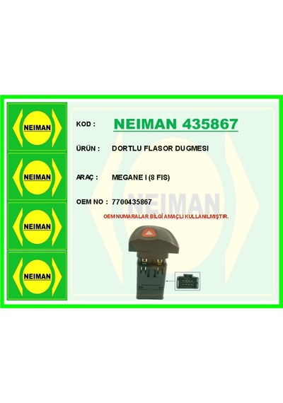 Bescher Dortlu Flasor Düğmesi Magane 1 8 Fıs Neıman 435867 7700435867