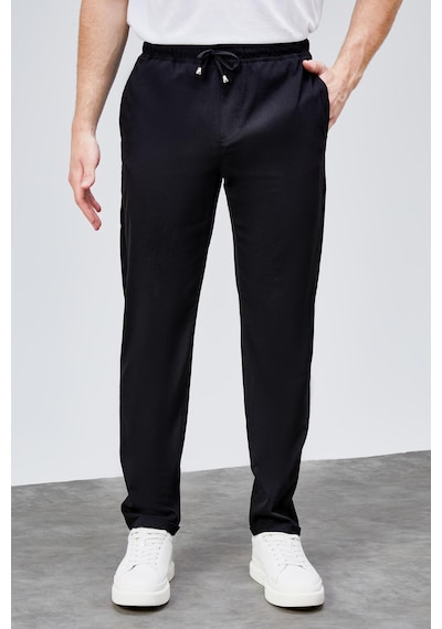 HLT Jeans Erkek Siyah Relaxed Fit Yandan Cepli Beli Lastikli Bağcıklı Duble Paça Jogger Pantolon Bolt-1996 Siyah