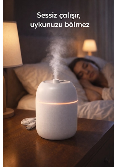 Rahat Nefes Ve Deliksiz Uyku İçin Sessiz Hava Nemlendirici Gece Lambalı Buhar Makinesi Çiçeksi