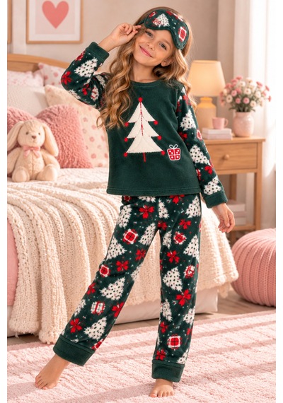 Free Beka Kız Çocuk Yılbaşı Desenli Yumuşak Kalın Kışlık Aplike Nakışlı Polar Pijama Takımı Ve Göz Bandı Sıcak Tutan Yeşil Free Beka Kız Çocuk Yılbaşı Desenli Yumuşak Kalın Kışlık Aplike Nakışlı Polar Pijama Takımı Ve Göz Bandı Sıcak Tutan Yeşil