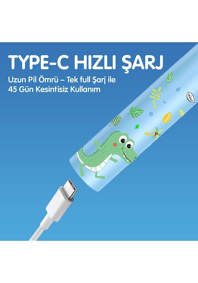 Npo Nicefeel X500 39600vps Şarjlı Sonic Çocuk Diş Fırçası-mavi