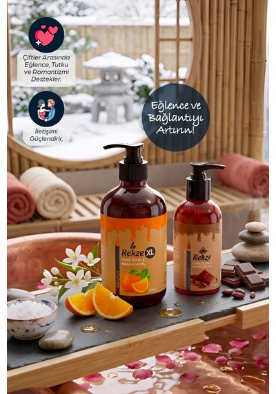 Lüks Çikolata 120ml + Enerji Portakal 250ml Masaj Yağı Seti Romantik, Cilt Dostu, Yenebilir. - 809392992