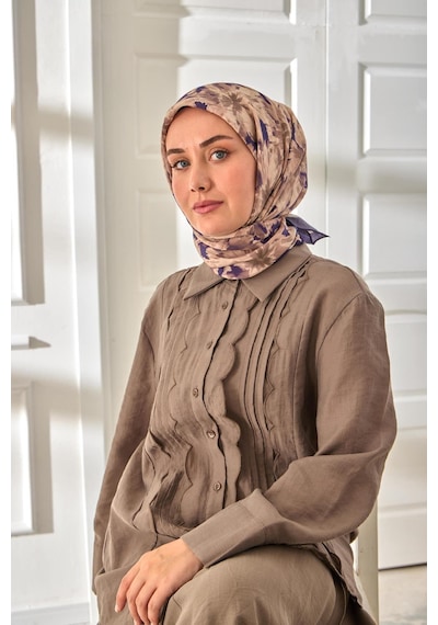 Silk Home Velora Eşarp 161001-16 Morcivert, Vizon, Krem