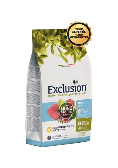 Exclusion Monoprotein Düşük Tahıllı Ton Balıklı ve Narlı Orta Irk Yavru Köpek Maması 12 KG