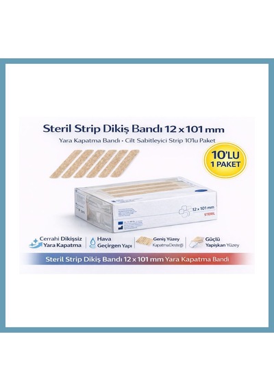 Bezos Steril Strip Dikiş Bandı 12 X 100 Mm Yara Kapatma Bandı Cilt Sabitleyici Strip 6'lı 1 Paket Mbt06