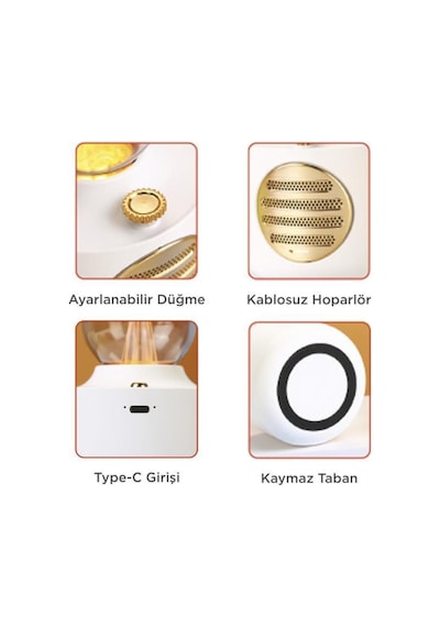 Vintage Gaz Lambası Taşınabilir Bluetooth Speaker Ayarlanabilir Işıklı Usb Şarjlı