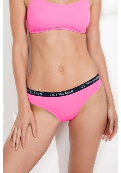 U.S. Polo Assn. Kadın Pembe Kalın Kenarlı Lastikli Bikini Alt Pembe