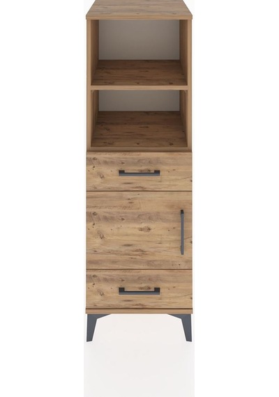 Hyperion Dolap 3 Raflı 2 Çekmeceli Tek Kapaklı 44x44x134 Çam-çam Çam