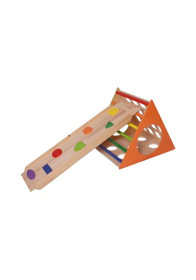 Woodnjoy Ahşap Üçgen Pikler + Geometrik Rampa Ve Kaydırak Seti 2'li Set Renkli
