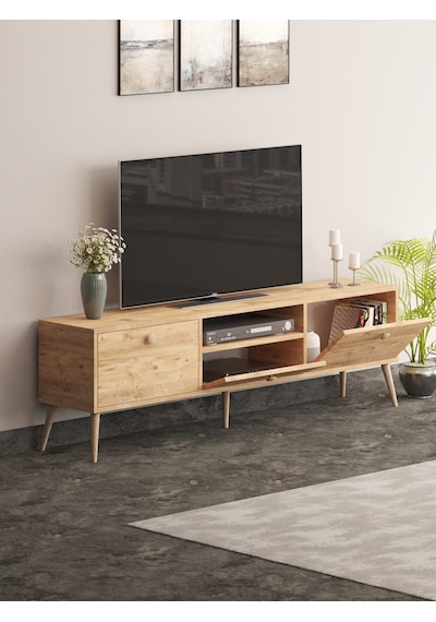 Beyza Ahşap Ayaklı 180 Cm Atlantik Çam Tv Sehbası