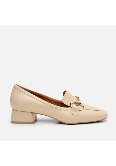 Hotiç Kadın Deri Bej Tokalı Kalın Topuklu Loafer 01ayh303990a310 Bej-beıge Bej