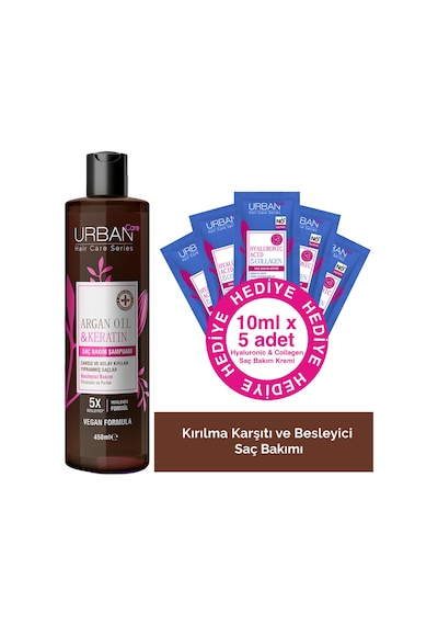 Argan Yağlı Yıpranmış Saçlar Şampuanı 450ml + Nemlendirici Saç Kremi Hediyeli
