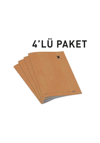 Wings Journal 4'lü Kareli A5 Defter Seti - Kraft Kapak