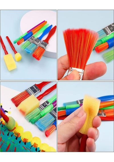 Fırça Seti 6 Lı Plastik Sap Resim Fırçası 1 Paket Suluboya Akrilik Boya Guaj Boya Yağlı Boya Fırca Seti