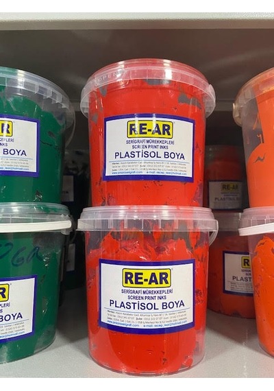 Re-Ar Plastisol Kırmızı Serigrafi Tekstil Baskı Boyası 1 Kg