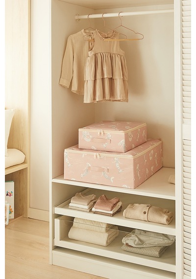 Ocean Home Textile 2'li Çocuk Odası Deniz Kızı Destekli Kutu Hurç Set 31 X 38 X 12 + 45 X 55 X 18 Cm Pembe