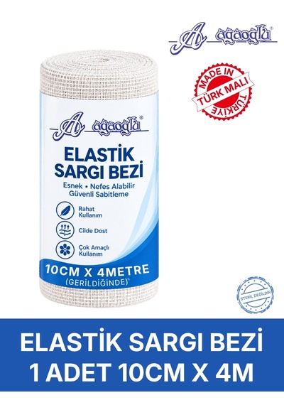 Elastik Sargı Bezi 10cm X 4m Gerildiğinde Tek Paketli, Vücuda Uyumlu Esnek Medikal Gazlı Bez