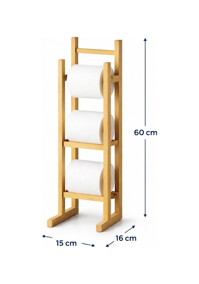 İndecor Houseware Bambu Ahşap Tuvalet Kağıtlığı Yedekli Ayaklı Ahşap Banyo Aksesuarı Wc Kağıtlık,peçetelik