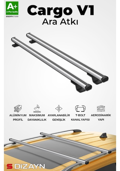 S-dizayn Skoda Fabia Hb S-bar Cargo V1 Ara Atkı Tavan Taşıyıcı Barı Gri 120 Cm 2015-2021 A+ Kalite