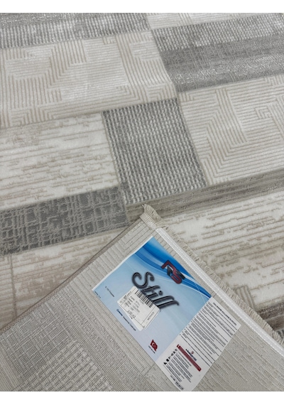 Merinos Still 77230-095 Özel Kesme Halı Krem-gri Çok Renkli