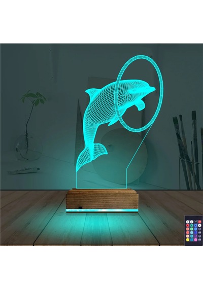 Luvivia Yunus Balığı Çember 3d Lamba - Masa Gece Lambası Şeffaf