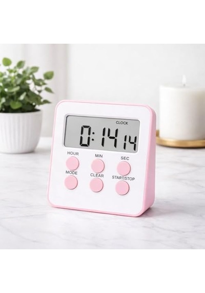 Mr Alarmlı Dijital Öğrenci Sınav Masa Kronometresi 24 Saat Geri Sayım Timer, 2 Kademeli Alarm, Lcd Ekranlı Pembe