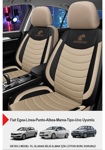 Panther Serisi Keten Kumaş Oto Koltuk Kılıfı Fiat Egea-linea-punto-albea-marea-tipo-uno Uyumlu Bej