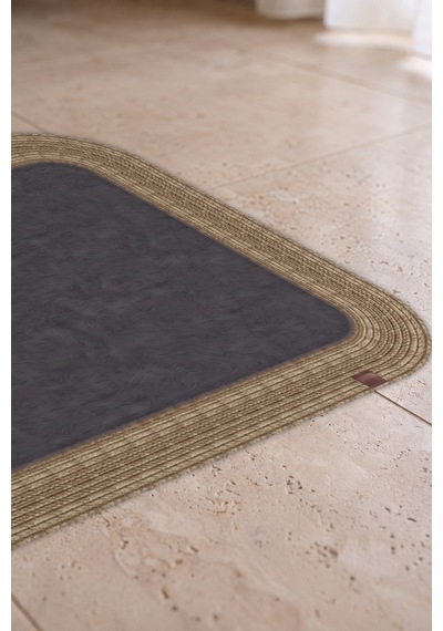 Banyo Paspası Takımı 70x110+50x70 Cm Düz Antrasit Gri & Hasır