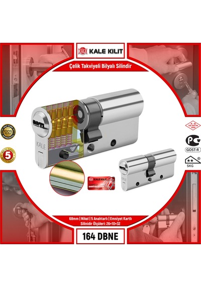 Çelik Takviyeli Bilyalı Silindir 164 Dbne 68 Mm Nikel 5 Anahtarlı Emniyet Kartlı