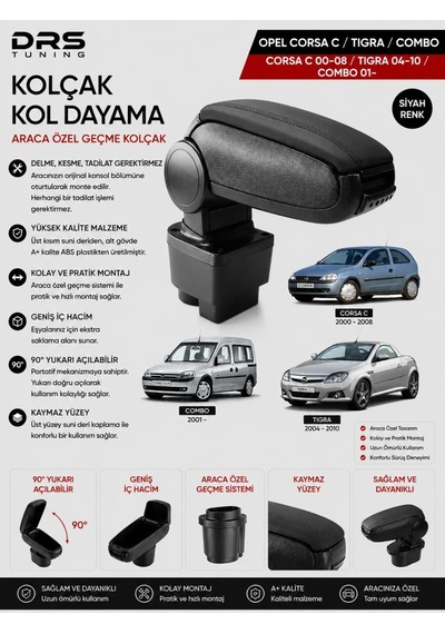 Opel Corsa C / Combo C 2000 - 2008 Kolçak Kol Dayama Siyah