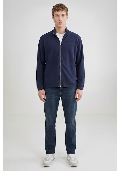 Wrangler Pamuklu Relaxed Fit Dik Yaka Fermuarlı Selanik Örgü Sweatshirt Lacivert